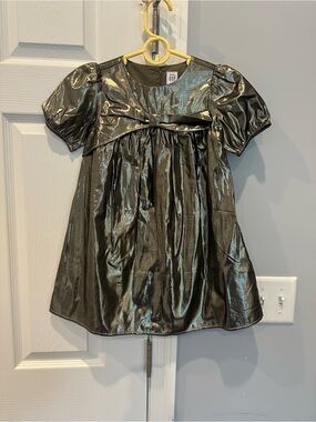 Gap Girls Metallic gold Bow-Front Party Dress